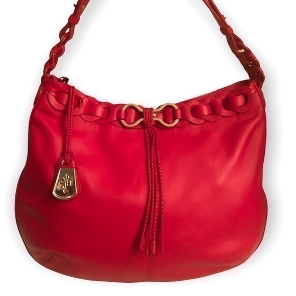 Cole Haan red leather hobo shoulder bag